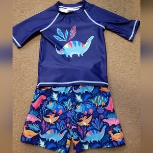 Millie And Max Dinosaur Rashguard Set - Navy Blue 2T